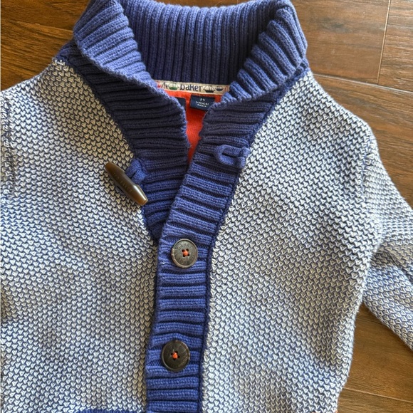 Baker by Ted Baker Blue and White Sweater with Shawl Collar-Size 3Y - Picture 3 of 5